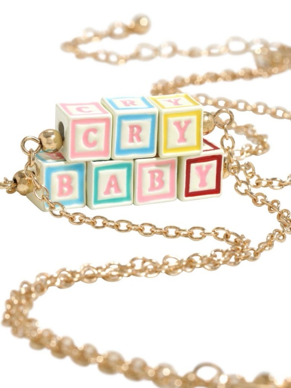 MELANIE MARTINEZ “CRY BABY” Pastel Block Necklace on Gold Chain